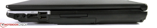 rechte Seite: Audio in/out, eSATA, 2x USB 2.0, ExpressCard/34/54