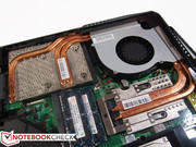 Der Lüfter kühlt mit Heatpipes CPU und GPU
