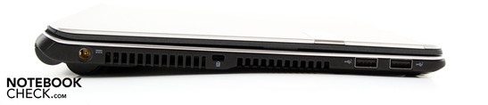 Linke Seite: AC, Kensington, 2 x USB 2.0
