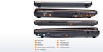Beschriftete Schnittstellen (von Lenovos Website). Die blauen Zahlen repräsentieren USB-3.0-Ports, die im ursprünglichen Bild nicht gezeigt wurden.
