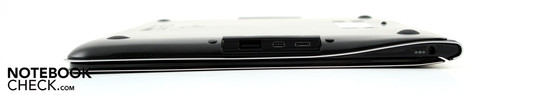 Linke Seite: AC, Ethernet (Adapter), Micro-HDMI, USB 3.0  Sleep & Charge