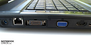 Neben VGA ist auch HDMI mit an Bord, allerdings in der Mitte der linken Seitenkante.
