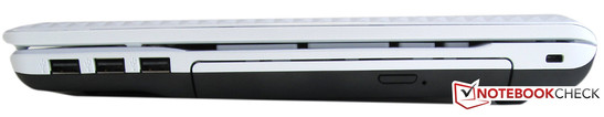 Rechte Seite: 3 x USB 2.0, DVD-Brenner, Kensington-Lock