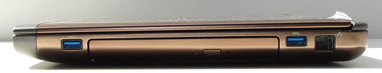 Rechts: Gigabit-Ethernet, 2x USB 3.0, DVD-Brenner