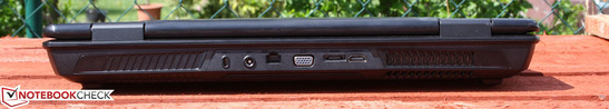 Rückseite: Kensington, AC, Ethernet, VGA, eSATA, HDMI