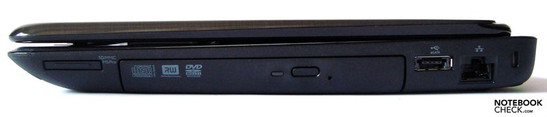 Rechte Seite: Kartenleser, optisches LW, USB/eSATA, LAN, Kensington Lock