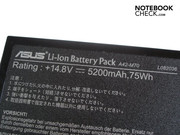 Der 8 Zellen Akku läuft mit 75 Wh