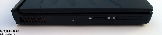 Linke Seite: HDD Slots, SD-Cardreader, Express Card