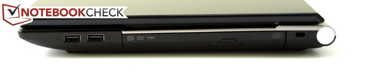 rechte Seite: 2x USB 2.0, opt. LW, Kensington Security Slot