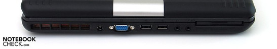 Links: Netzanschluß, VGA, 2xUSB, Audio, ExpressCard