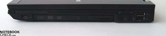 Rechte Seite: ExpressCard, Firewire, DVD Laufwerk, Audio Ports, 2x USB 2.0