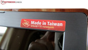 Laut Aufkleber wird das Notebook in Taiwan gefertigt.