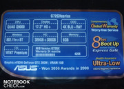 Ausführliche Notebookdetails in Form eines Gehäuseaufklebers