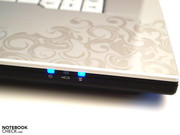 An der Vorderkante befinden sich die Status-LEDS...