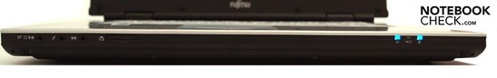 Frontseite: Audio-in (S/PDIF), Mikrofon, Kopfhörer, 5-in-1 Kartenleser, Status-LEDs