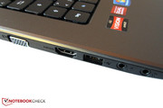 Dank VGA und HDMI ist der Betrieb von externen Monitoren möglich.