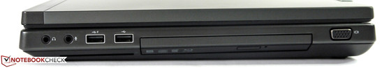 Rechte Seite: Audio out/in, 2 x USB 2.0, optisches Laufwerk, VGA