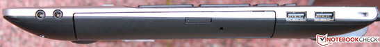 rechte Seite: Headset, Mikrofon, 2x USB 2.0, Kensington