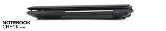 Rechte Seite: optisches Laufwerk, USB 3.0, Kensington Lock