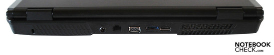 Rückseite: DC-in, RJ-45 Gigabit-Lan, VGA, eSATA, HDMI
