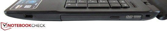 rechte Seite: USB 2.0, optisches Laufwerk, Kensington Lock