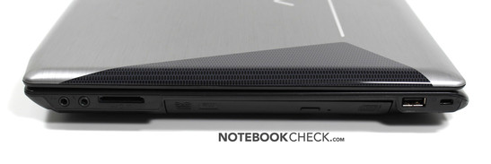Rechte Seite: Audio Ports, Cardreader, USB 2.0, Kensington