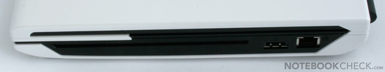 Rechte Seite: Kensington Lock, USB, Lüfter, XGP Port, Firewire, ExpressCard