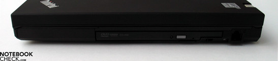 Linke Seite: VGA Ausgang, Display Port, LAN, 3x USB 2.0, PCCard, ExpressCard
