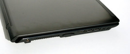 Rechte Seite: USB, DVD LW, LAN, VGA Kensington