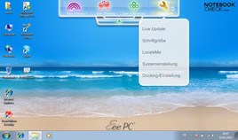 Windows 7 Starter mit geöffnetem Eee Docking