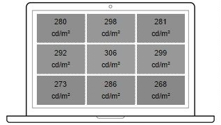 Durchschnittliche Helligkeit T470 (FHD): 287 cd/m²