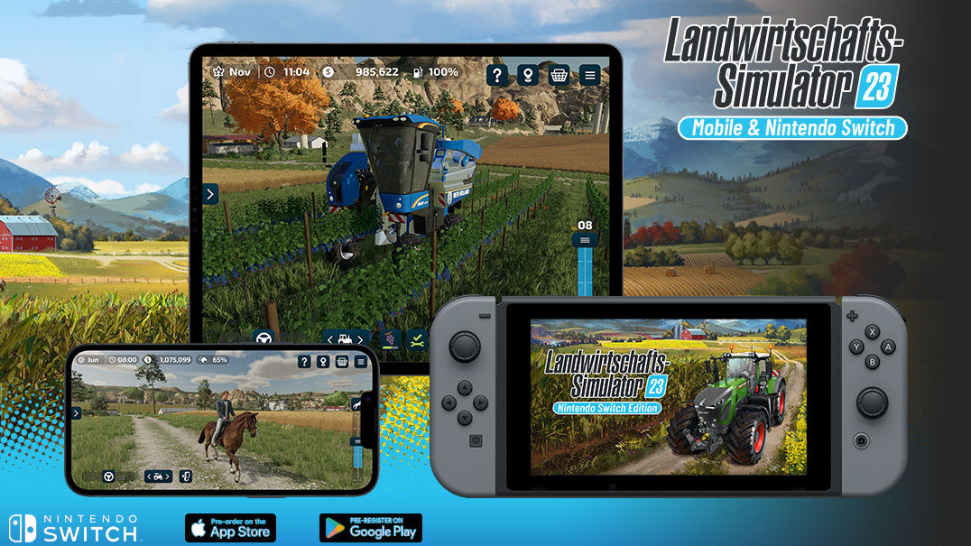 Landwirtschafts-Simulator 23 für Nintendo Switch und Mobile