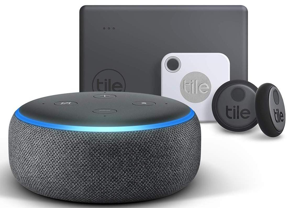 Amazon Echo mit Tile Bluetooth Finder Trackern im Bundle "Alexa, wo sind die Schlüssel