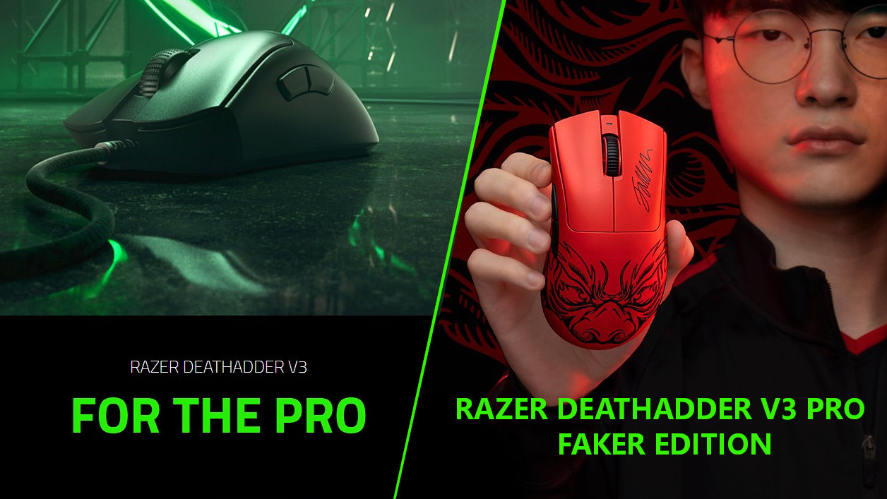 Razer DeathAdder V3 und V3 Pro Faker Edition: Kabelmaus und E