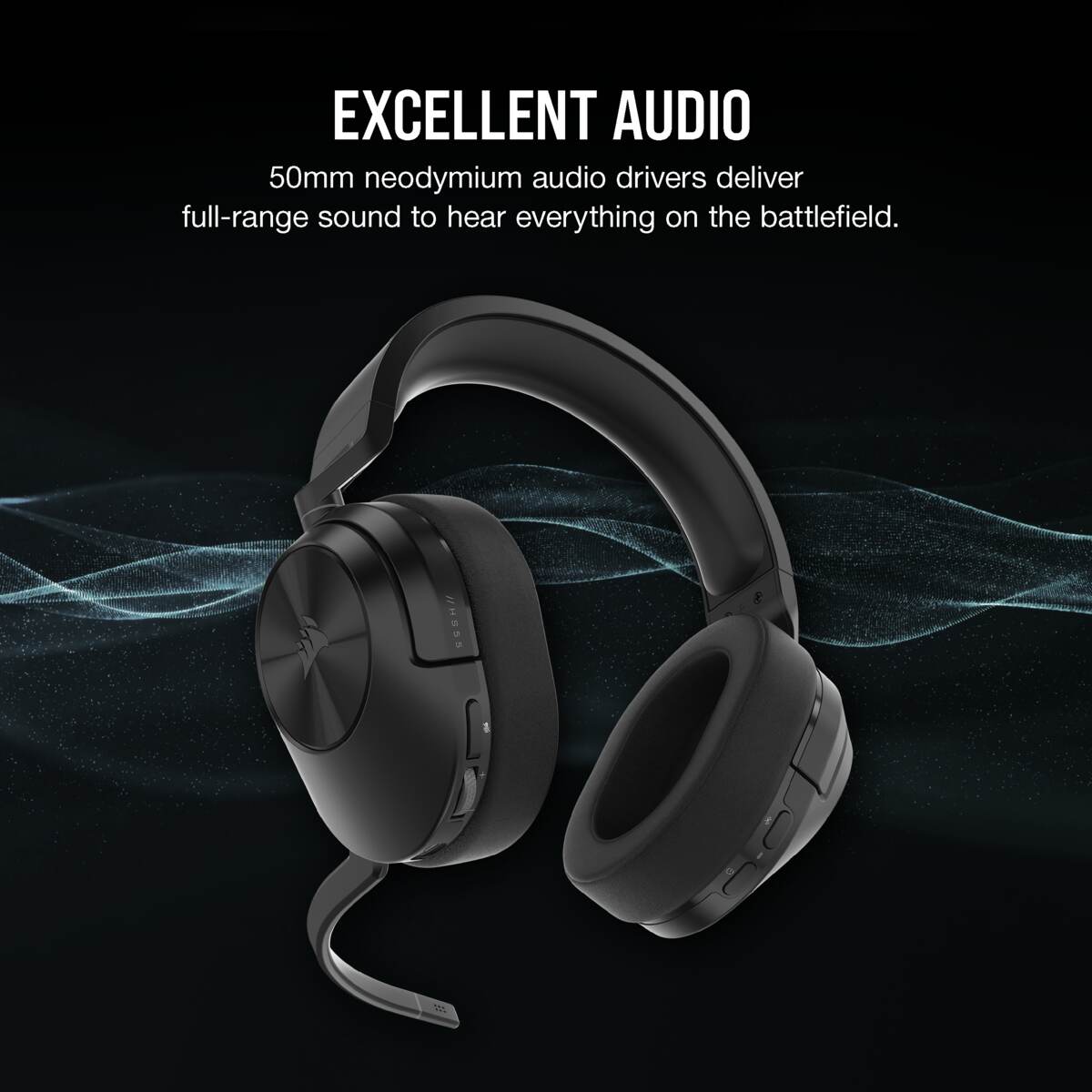 thumbnail image 2 of Corsair HS55 Wireless Gaming Headset - Black, Bluetooth/RF, Up To 50ft Range, Like New (Open Box) 2 of 6