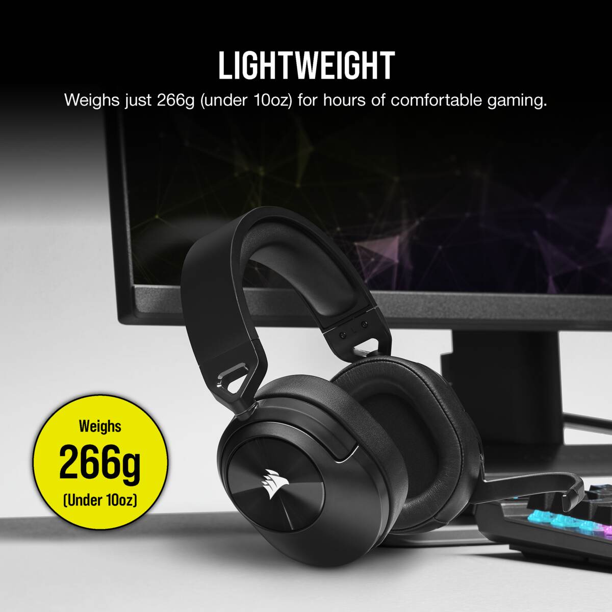Corsair HS55 Wireless Core: Leichtes kabelloses Over-Ear Gaming-Headset ...