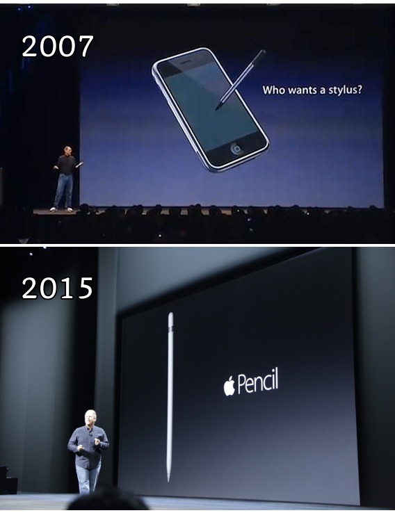 Apple 2007 mit Steve Jobs, darunter die Präsentation vom "Apple Pencil".