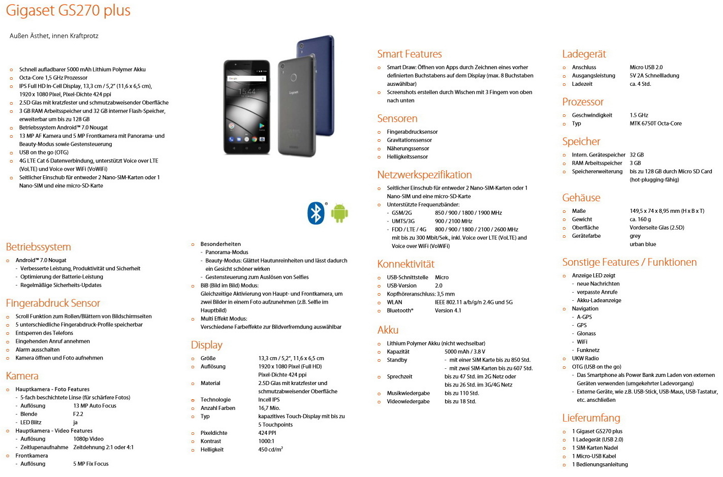 CELLONIC Cavo Micro USB 1 Metro In PVC Per Gigaset GS370, GS270, GS185 E Altri, Ricarica E Sincronizzazione Dati