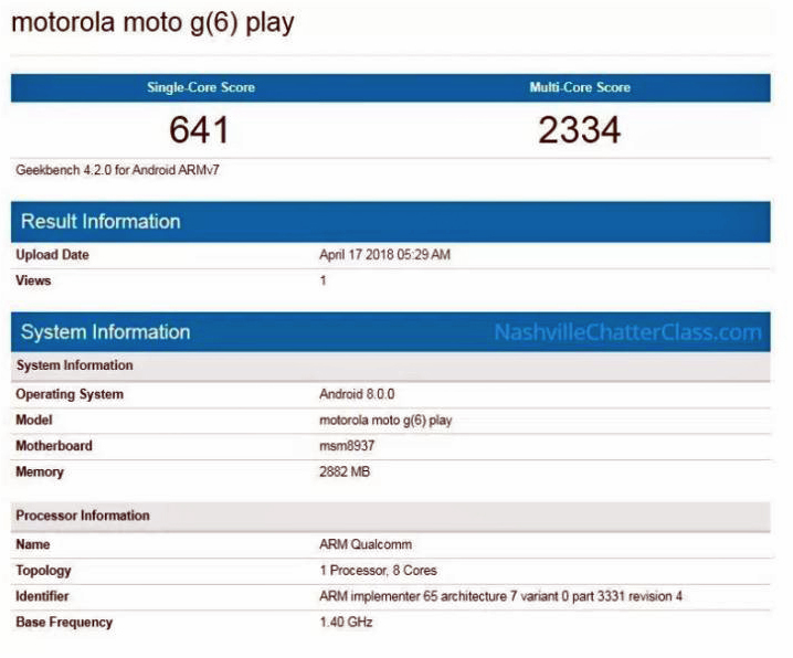 Moto G6 Play im Geekbench-Test