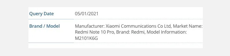 Der FCC-Eintrag spricht klar von einem Xiaomi Redmi Note 10 Pro. (Bild: FCC, via MySmartPrice)