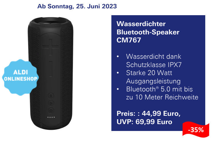 Aldi: Wasserdichter Bluetooth-Speaker Streetz CM767 mit 20 Watt für 44,99  Euro - Notebookcheck.com News | Lautsprecher