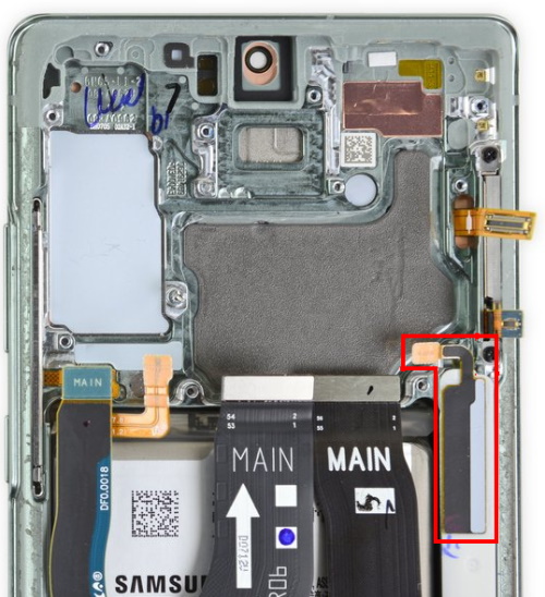 Der S-Pen-Detector aus dem Galaxy Note20 soll sich auch im Galaxy S22 Ultra befinden (Bild: iFixit)