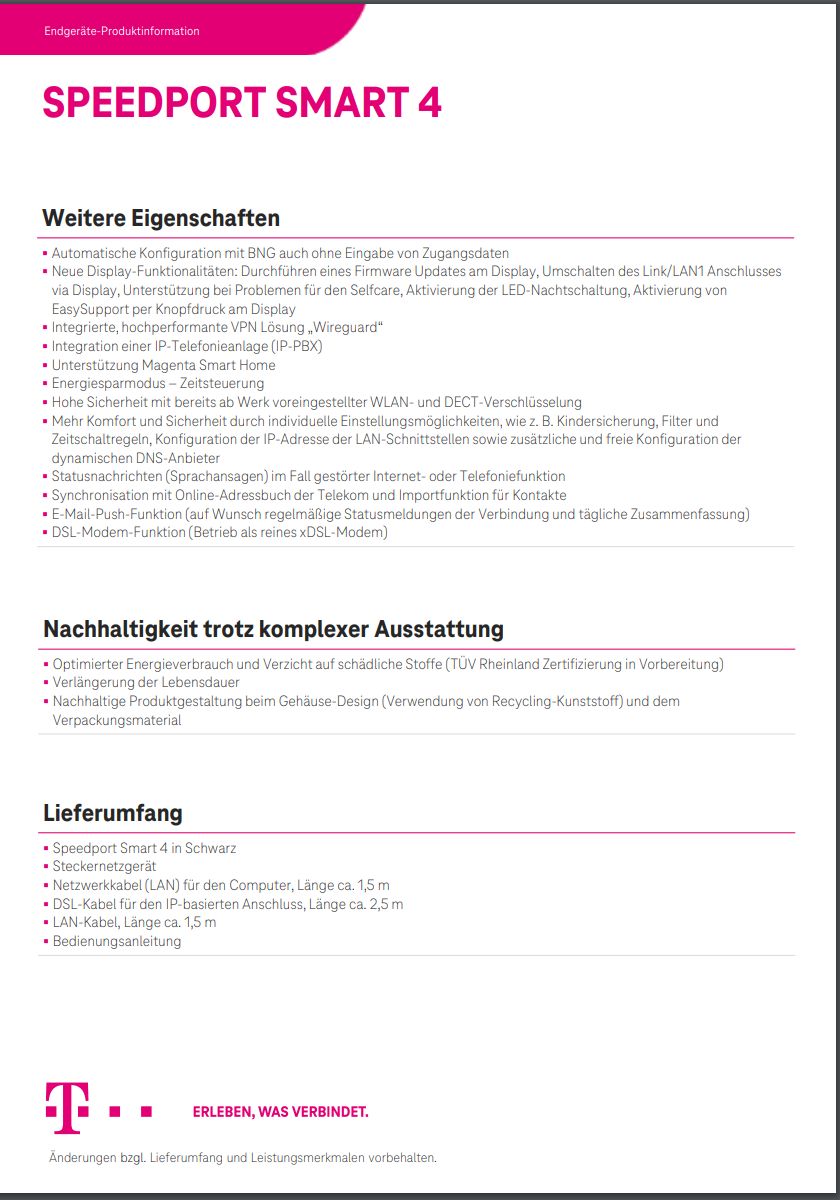 Telekom: Speedport Smart 4 WiFi-6-Router mit Display und Speed Home ...