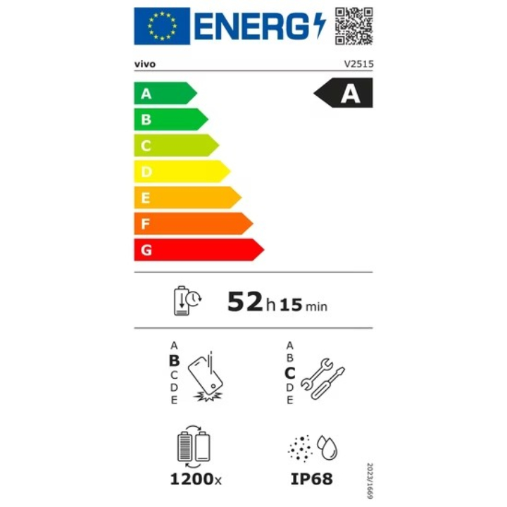 Das Vivo X300 hat Effizienzklasse A laut EU Energy-Label.