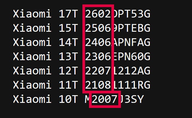 Die Xiaomi T-Serie Modellnummern im Vergleich deuten auf einen früheren Xiaomi 17T Launch.