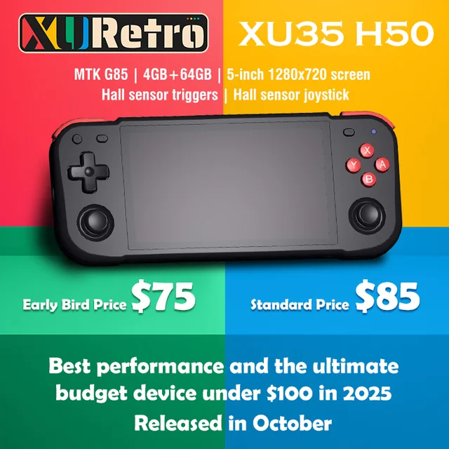 Der XU35 H50 ist ein etwas größerer Gaming-Handheld - und primär eine Retro-Plattform (Bildquelle: XU Retro)