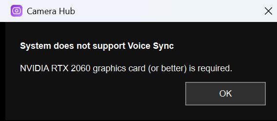 Voice Sync benötigt RTX 2060 oder höher