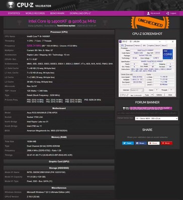 CPU-Z Validator Screenshot der Taktfrequenz