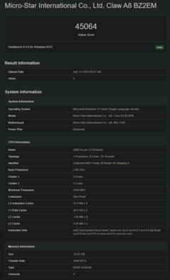 AMD Ryzen Z2 Extreme Geekbench GPU Vulkan (Bildquelle: Geekbench)