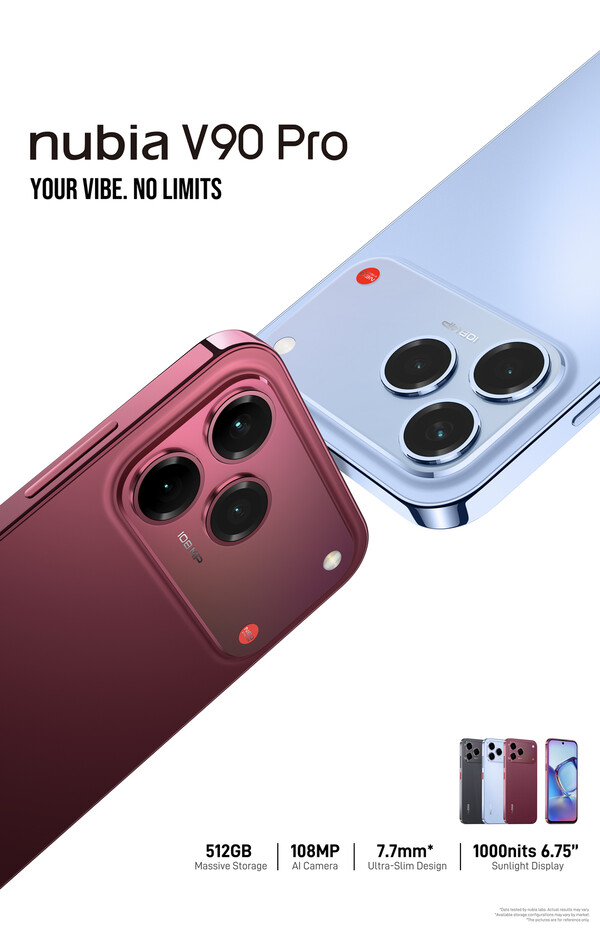 Das Nubia V90 Pro behält das Design seines Vorgängers bei, kommt aber in neuen Farben.